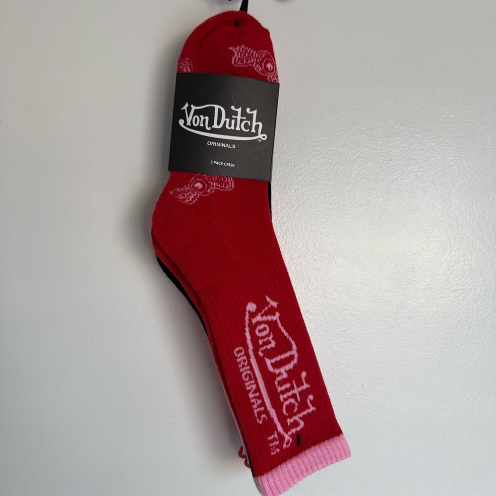 NWT men’s Von Dutch Red and Pink Socks one size unisex